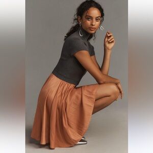 Anthropologie Orange A-Line Knee-Length Skirt